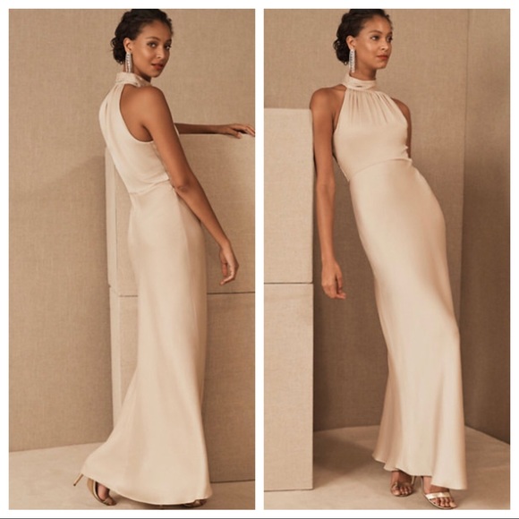 BHLDN Dresses & Skirts - NWOT BHLDN ESME SATIN CHARMEUSE DRESS OYSTER Z294-50